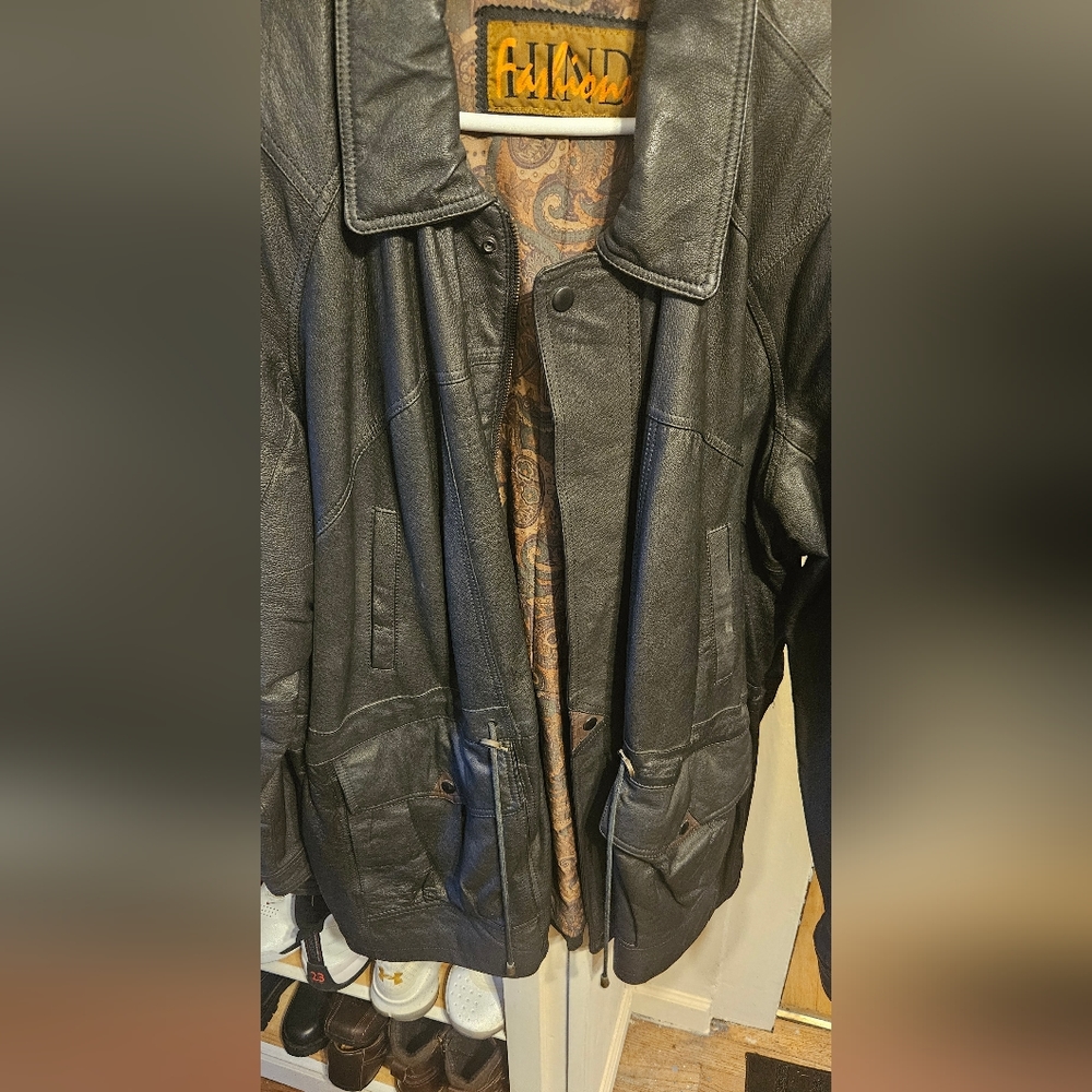 GENUINE LEATHER HIND fashion coat